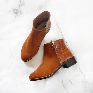 Honey Brown Faux Lizard Hide Ankle Boots - Women's 6